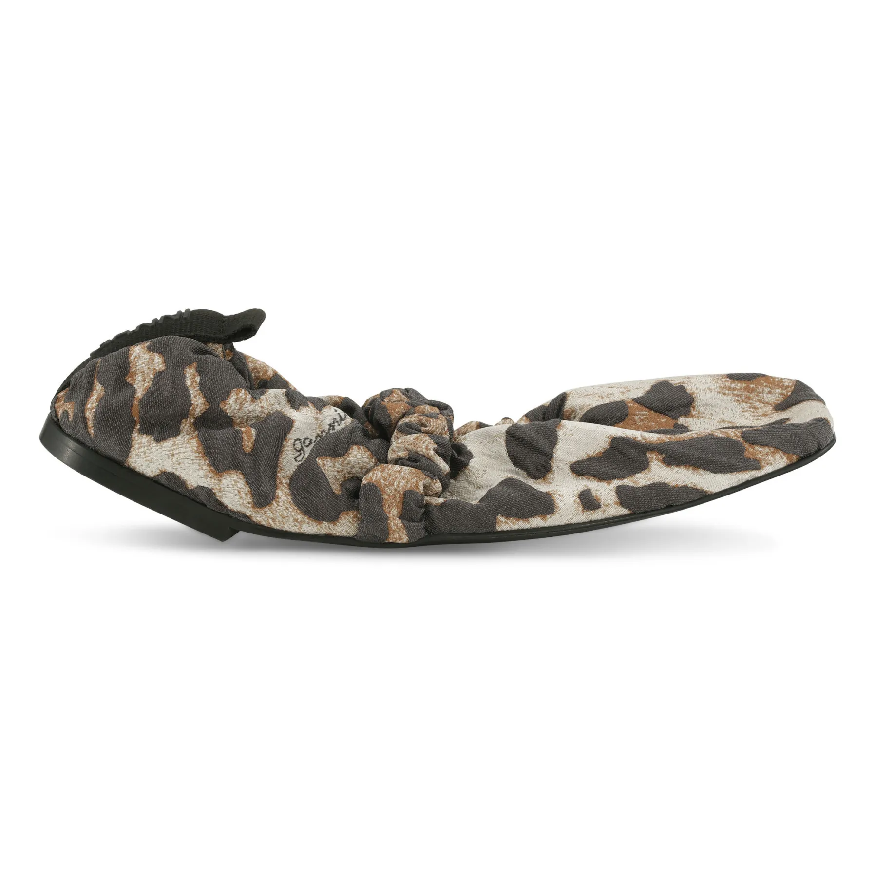 Ganni - Toe Scrunchie Soft Square Ballet Flats - Leopard