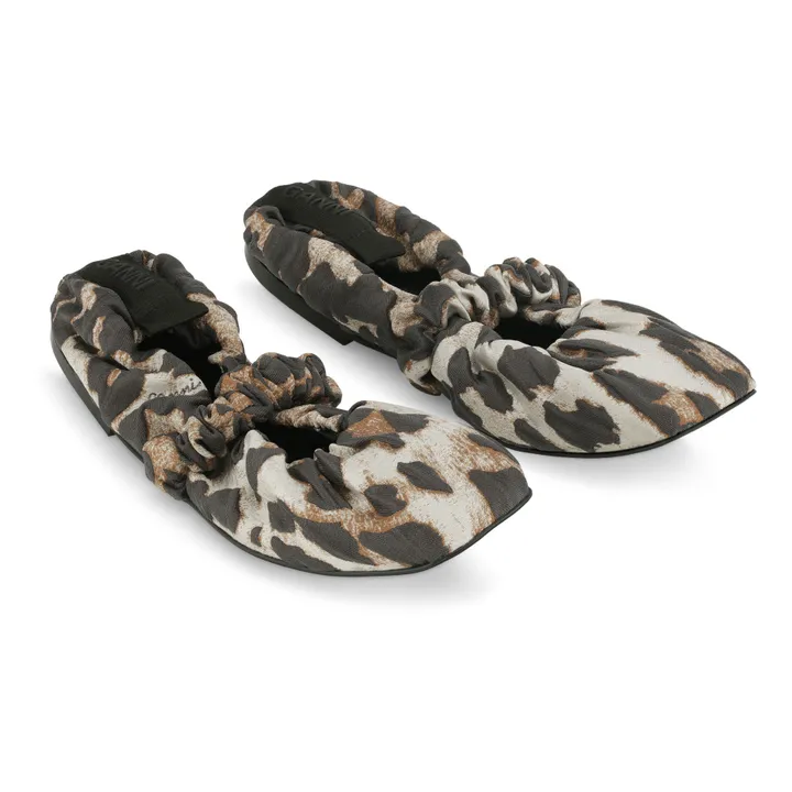 Ganni - Toe Scrunchie Soft Square Ballet Flats - Leopard