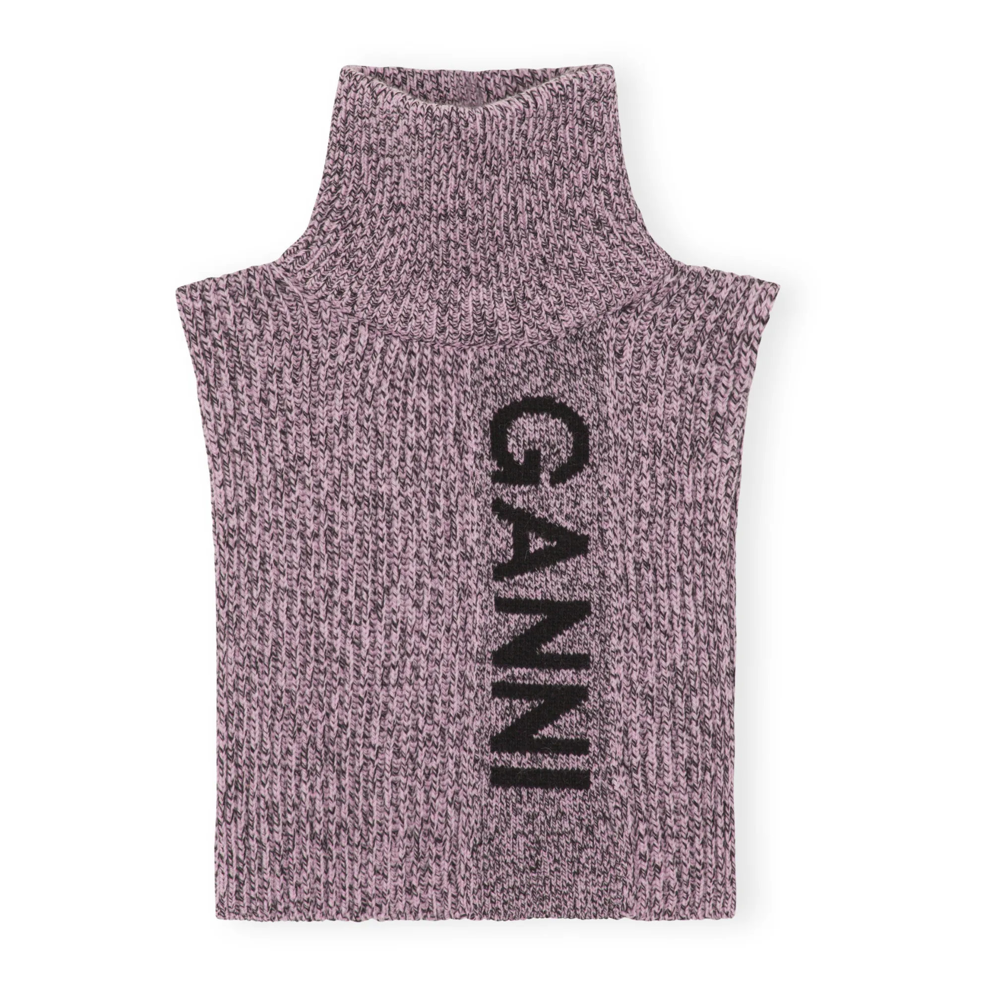 Ganni Lilac Ribbed Woollen Roll Neck Jumper