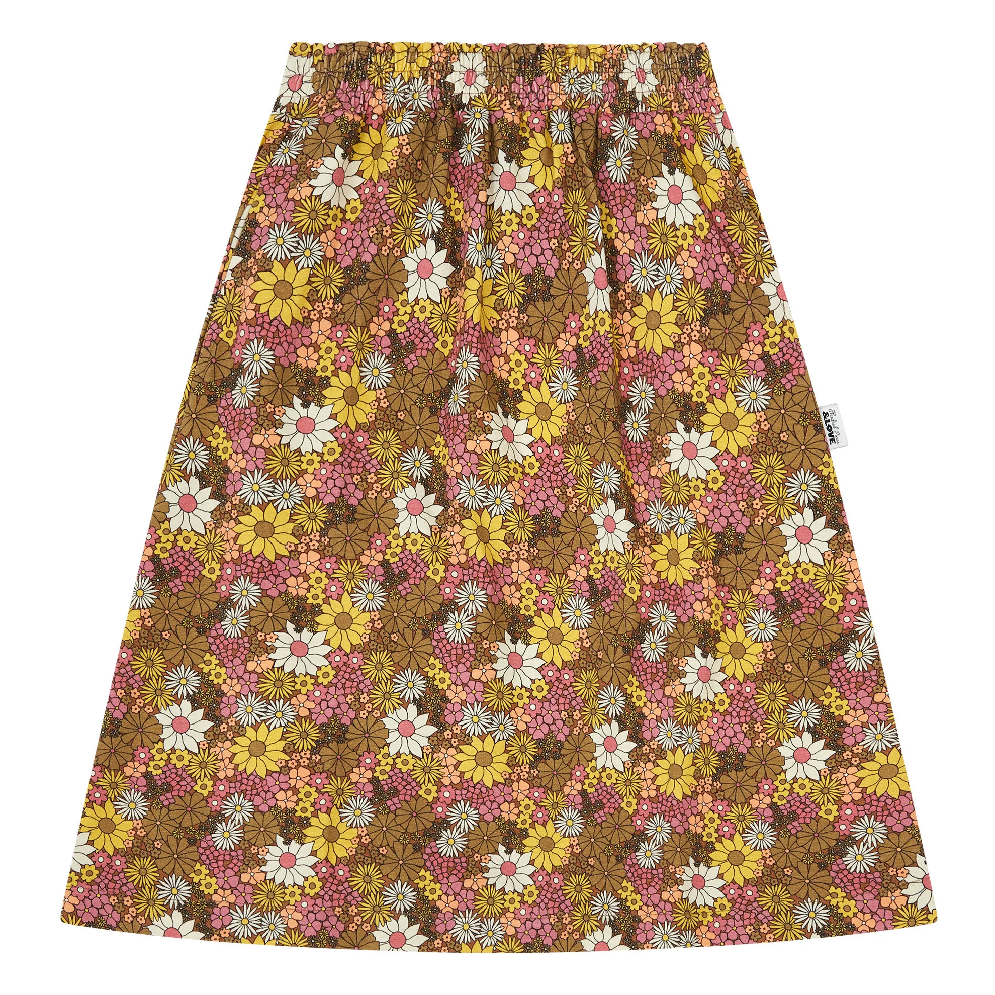 Hundred Pieces Multicoloured Organic Cotton Retro Flower Maxi Skirt