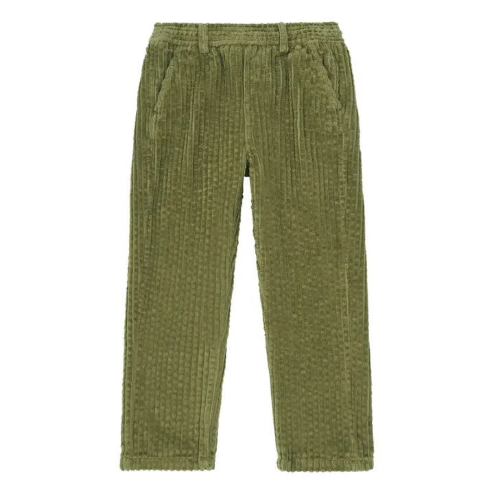Pantalon Taille Elastiquée Velours Côtelé Bio | Vert- Image produit n°0