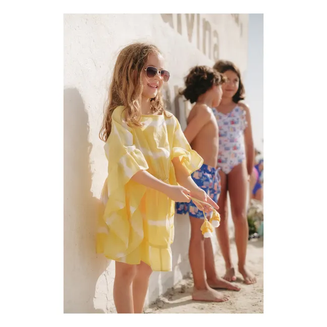 Kaftan avec Pompons Diabolo | Jaune