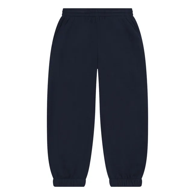 Organic Cotton Wide Leg Joggers | Navy blue