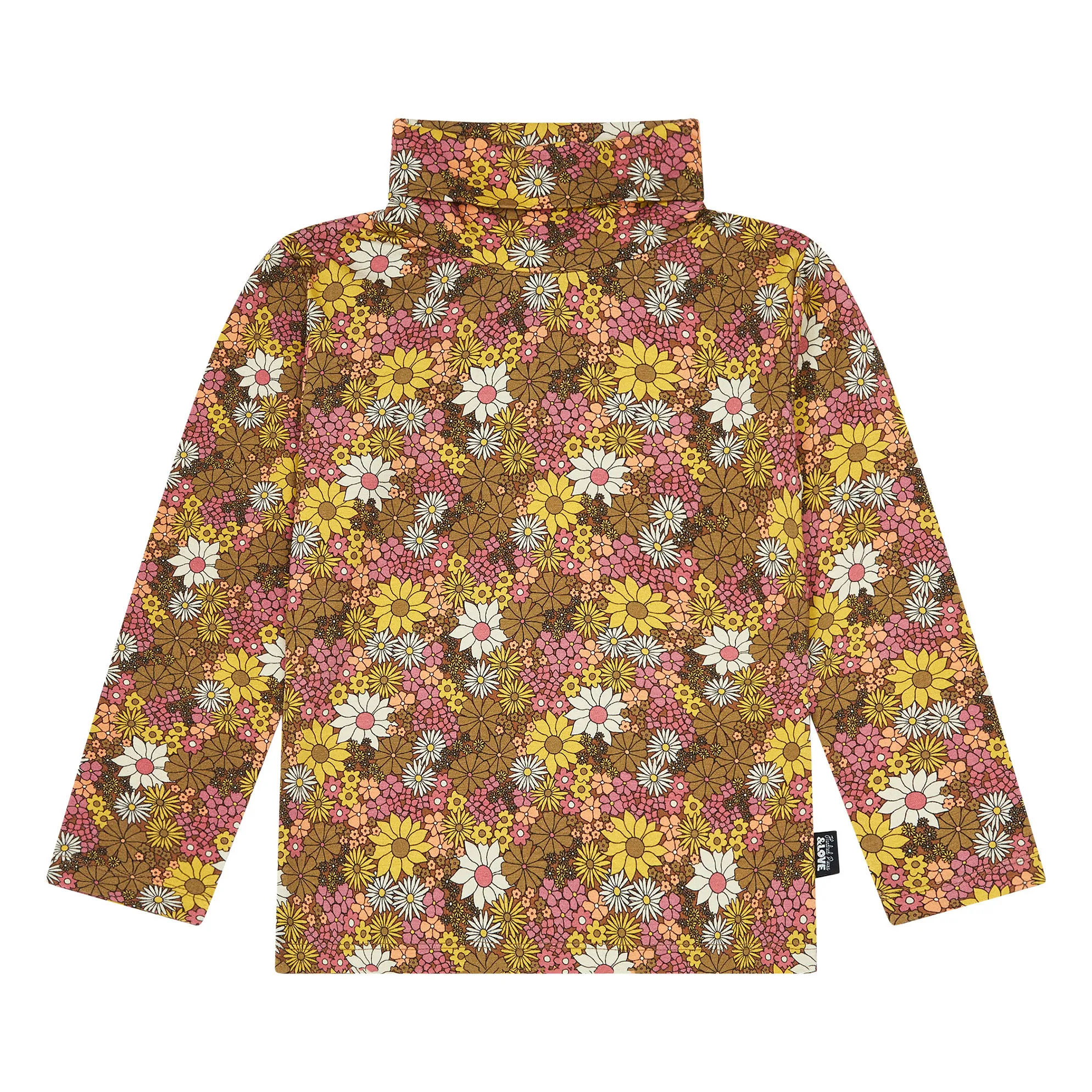 Hundred Pieces Multicoloured Organic Cotton Retro Flower Turtleneck