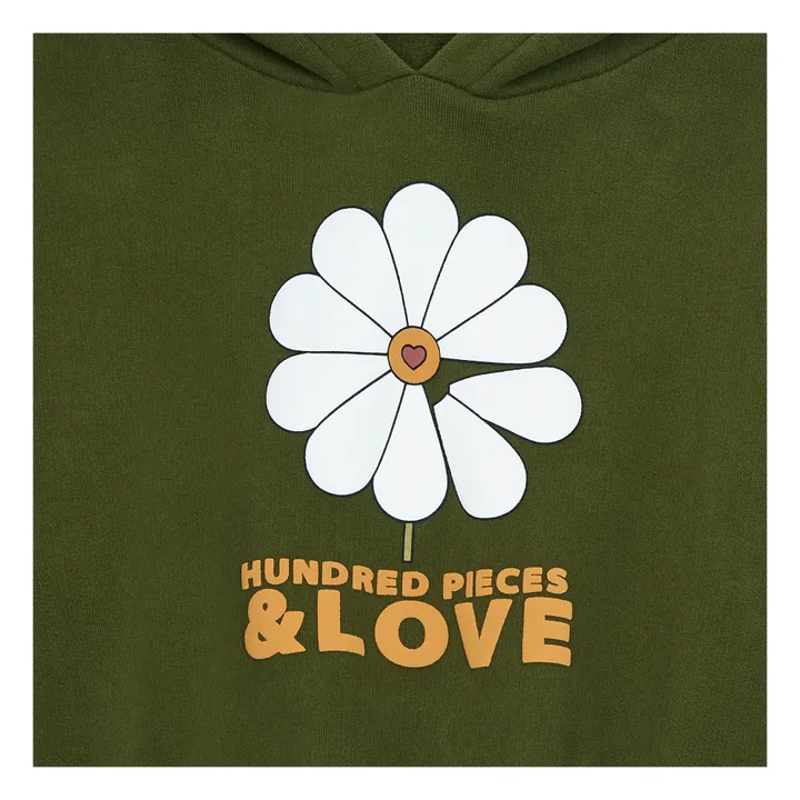 Hoodie Hundred Pieces & Love Coton Bio | Vert olive- Image produit n°1