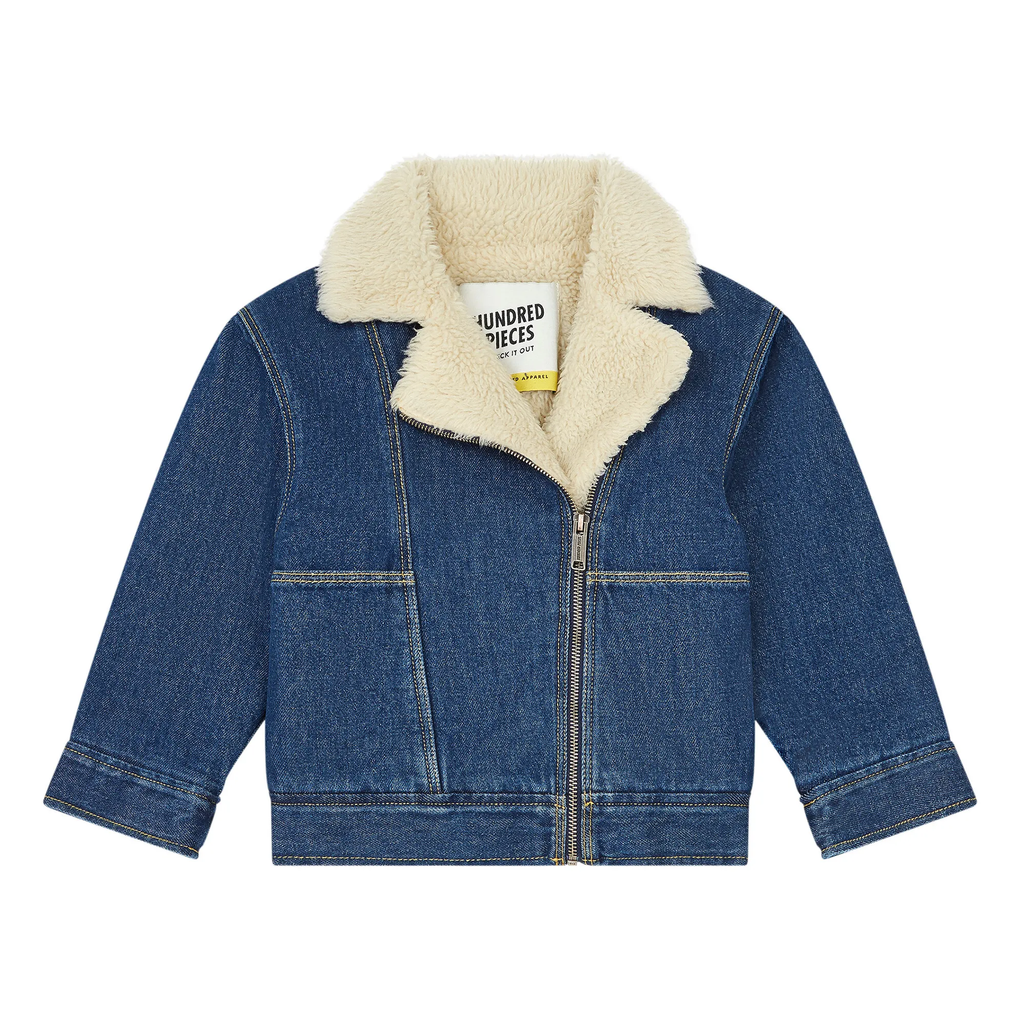 Hundred Pieces Blue Organic Denim Sherpa Lined Jacket