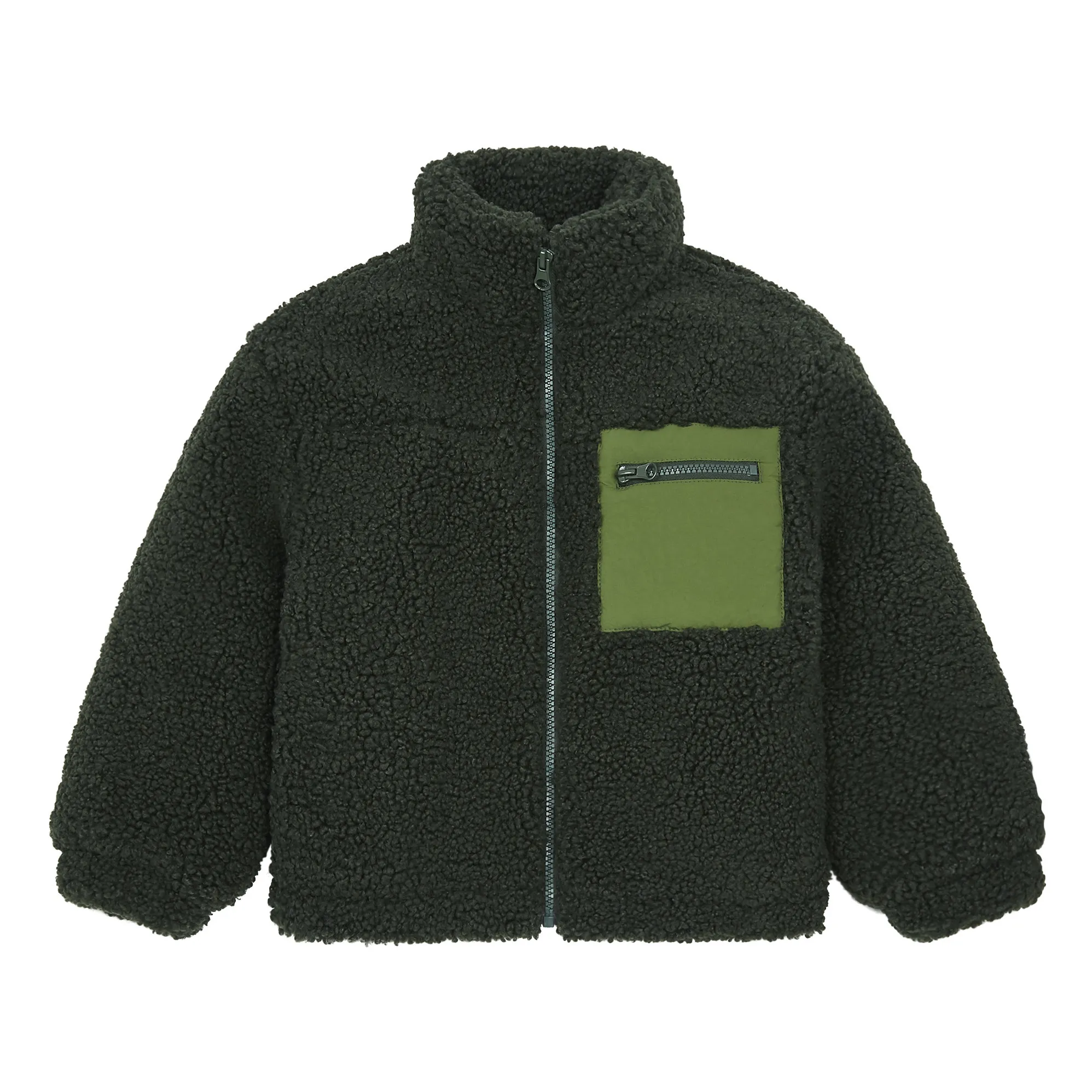 Hundred Pieces Dark Green Sherpa Jacket