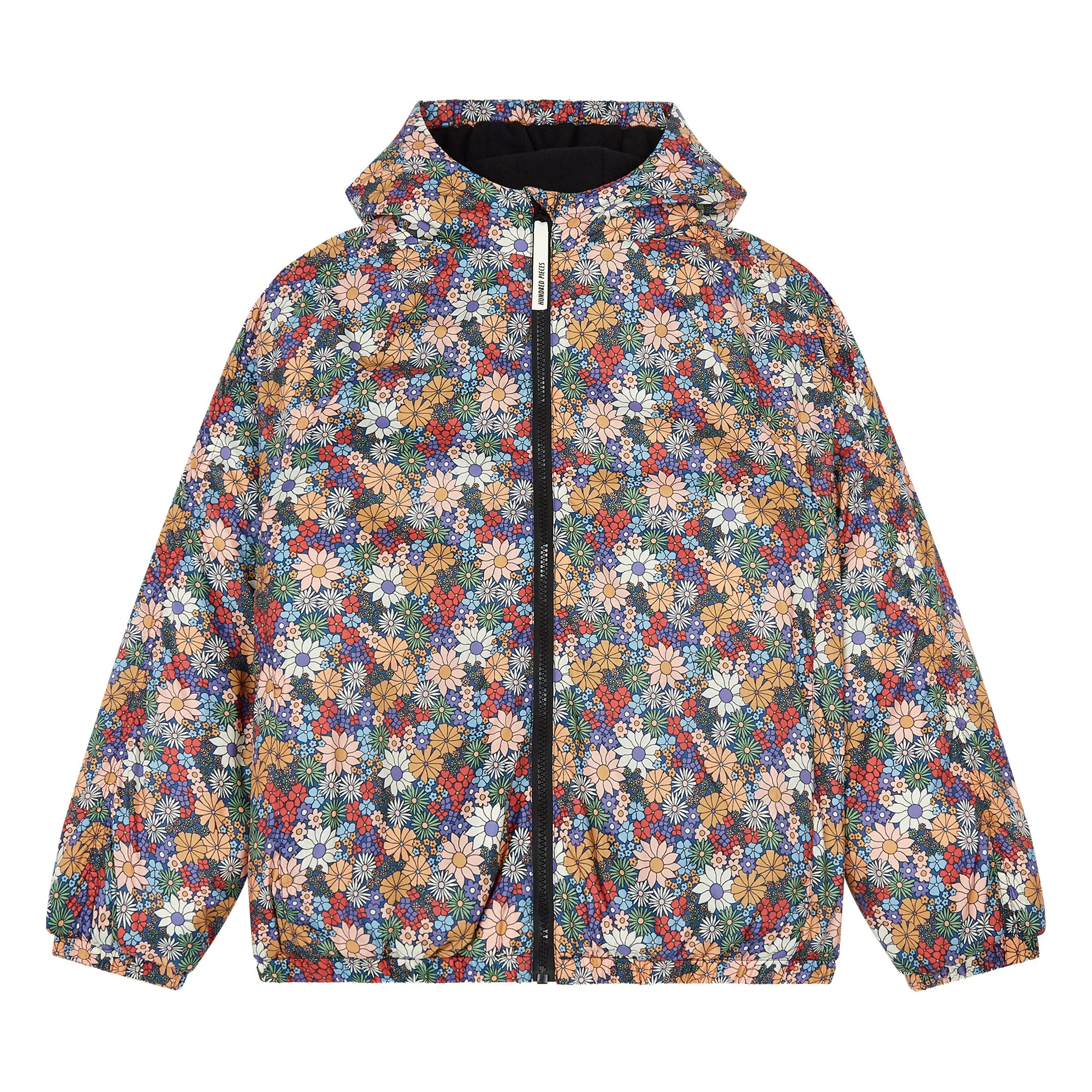 Hundred Pieces Multicoloured Retro Flower Hooded Windbreaker