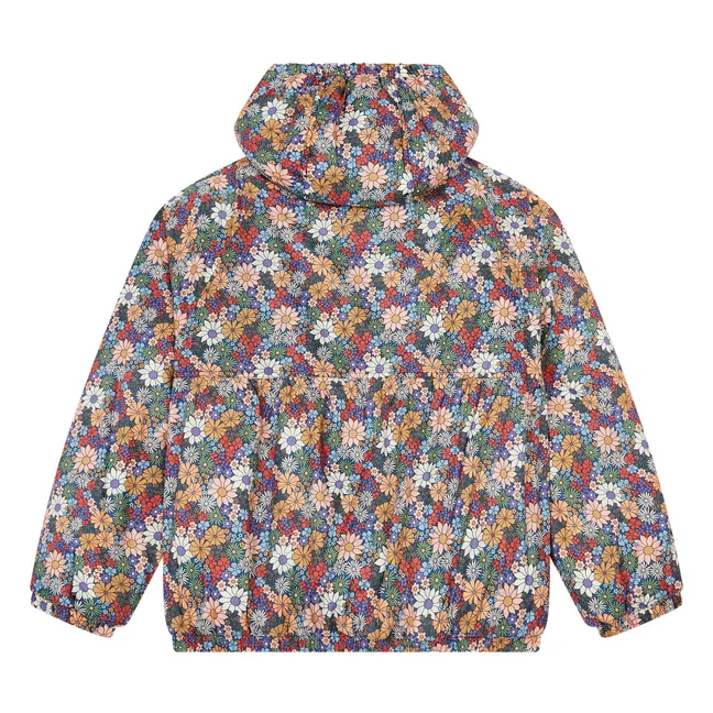 Giacca a Vento Con Cappuccio Retro Flower | Multicolore