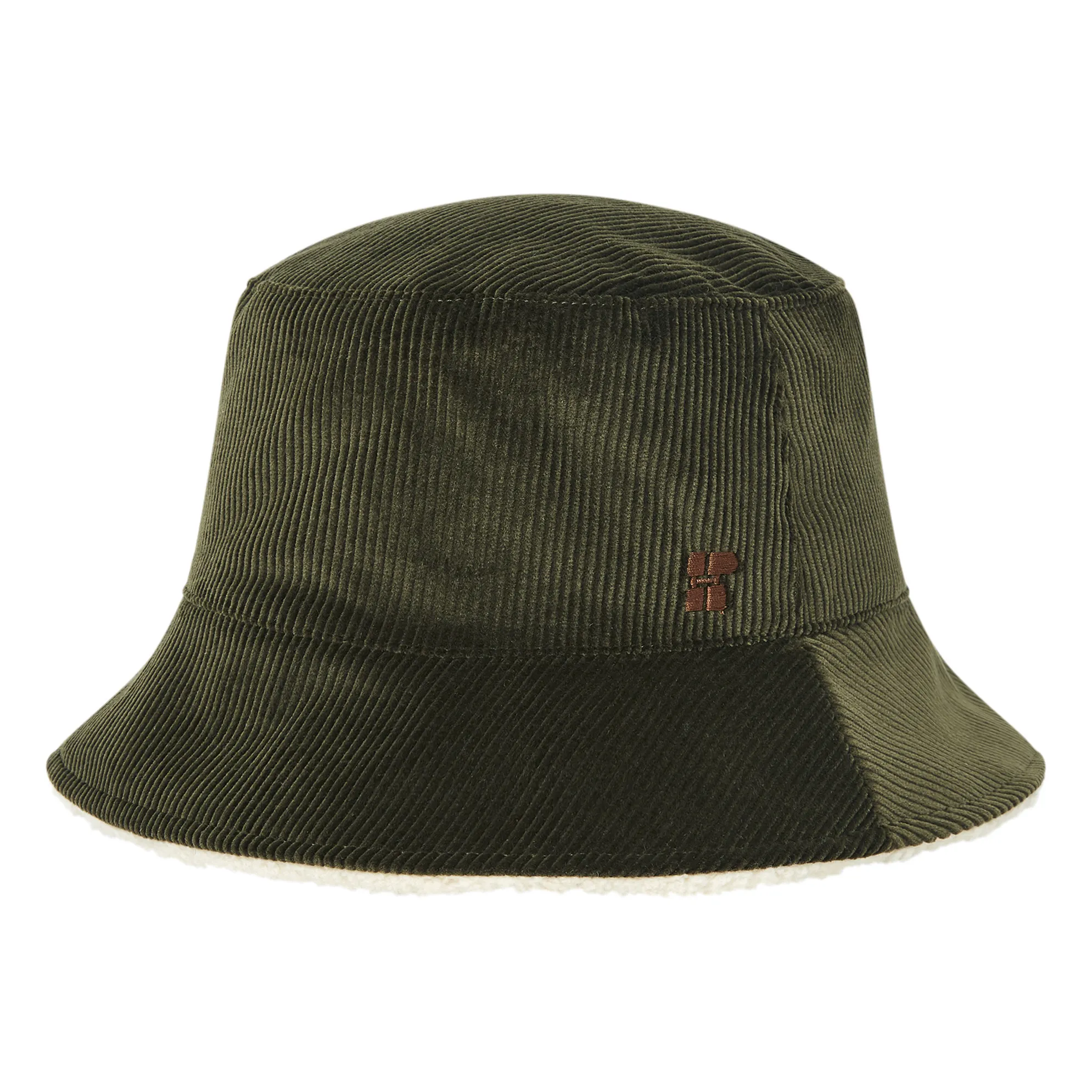 Hundred Pieces Dark Green Sherpa Lined Corduroy Bucket Hat