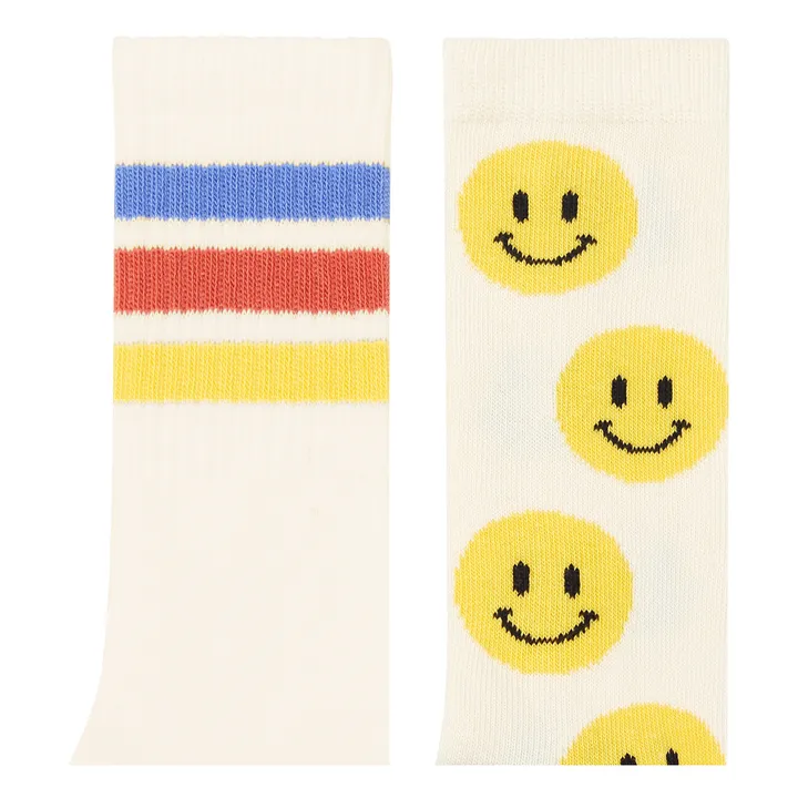 Happy Stripes Socks - Set of 2 | White- Product image n°2