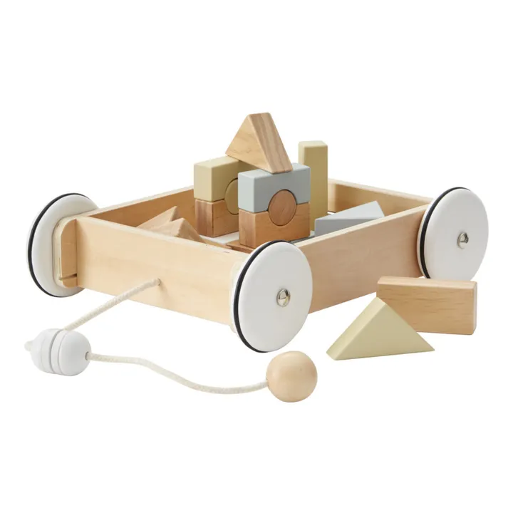 Chariot à roulettes avec cubes en bois- Image produit n°3