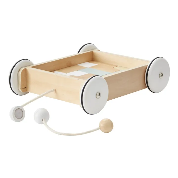 Chariot à roulettes avec cubes en bois- Image produit n°4