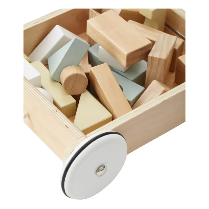 Carretto in legno con ruote e cubi al suo interno - Immagine del prodotto n°6