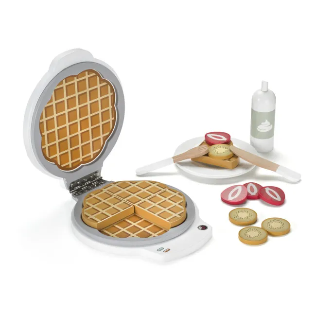 Waffeleisen aus Holz mit Accessoires