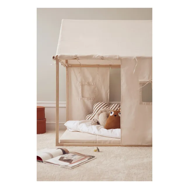 Casa de tela de algodón y de madera | Blanco Roto