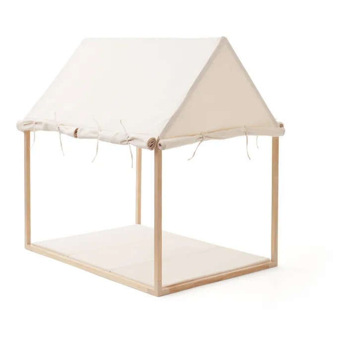 Maison en toile de coton et bois | Blanc cassé- Image produit n°3