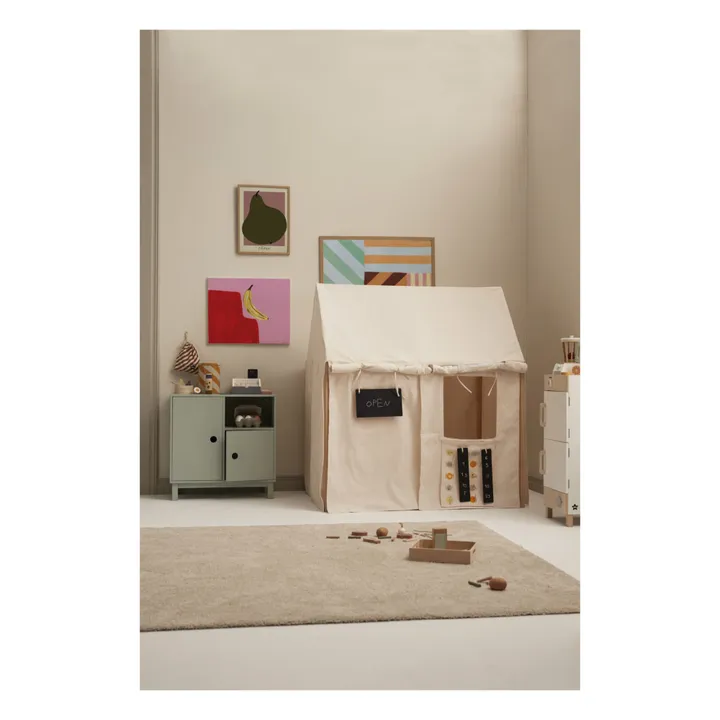Maison en toile de coton et bois | Blanc cassé- Image produit n°5