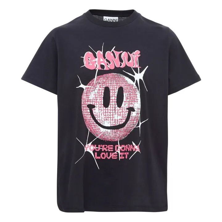 T-shirt Smiley Dark Relaxed Basic Coton Bio | Noir- Image produit n°0