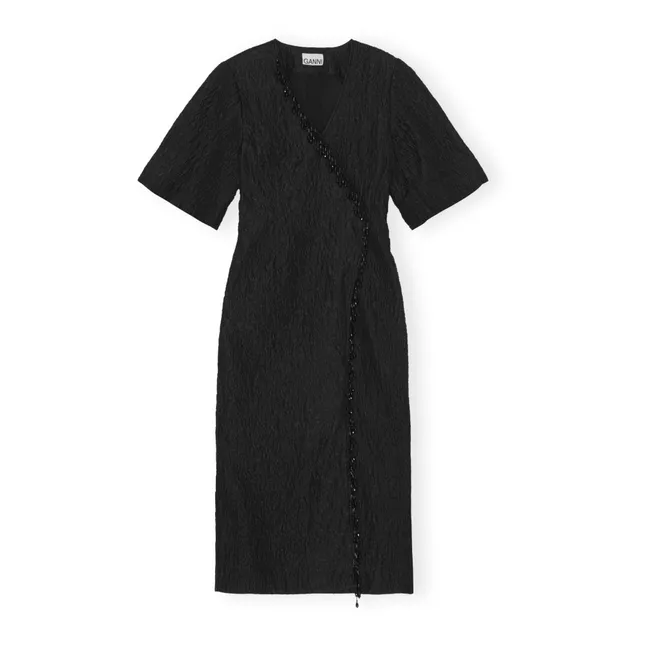 Beaded Wrap Dress | Black