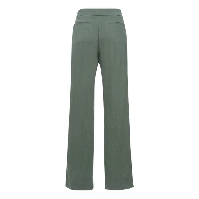 Straight Linen Trousers | Grey
