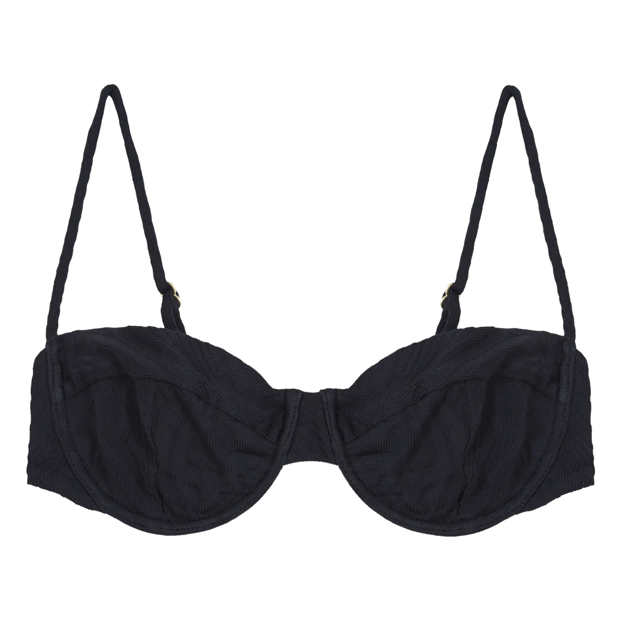 Fella Swim Black Apollo Textured Bikini Top