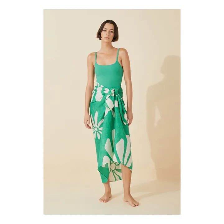 Linen Floral Sarong | Green- Product image n°3