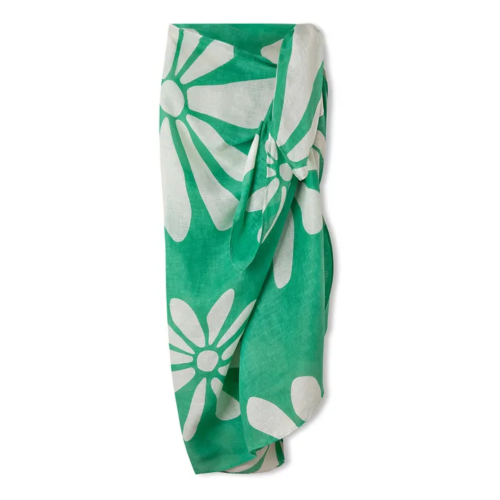 Linen Floral Sarong | Green- Product image n°0