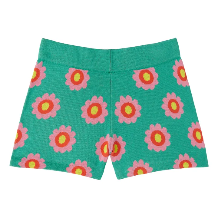 Short Maille Fleuri | Vert- Image produit n°0