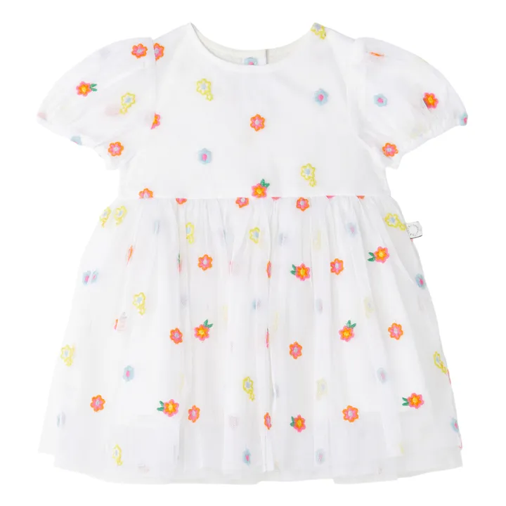 Robe Tulle Broderies Fleurs | Blanc- Image produit n°0