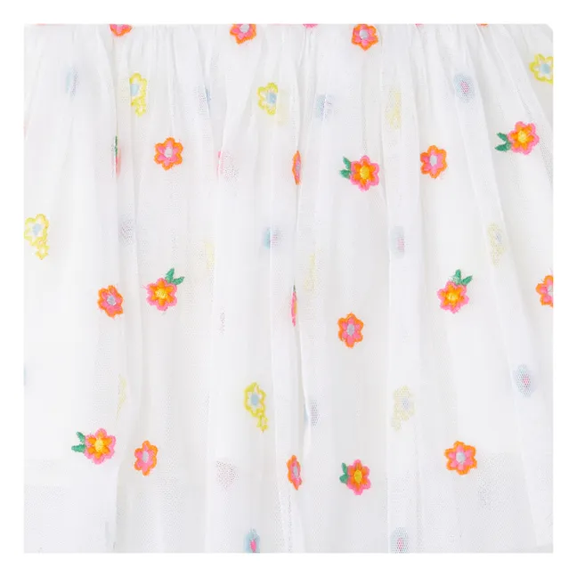 Jupe Tulle Fleurie | Blanc