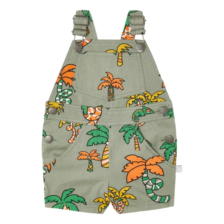 Palm tree and Gecko overalls | Khaki- Product image n°0