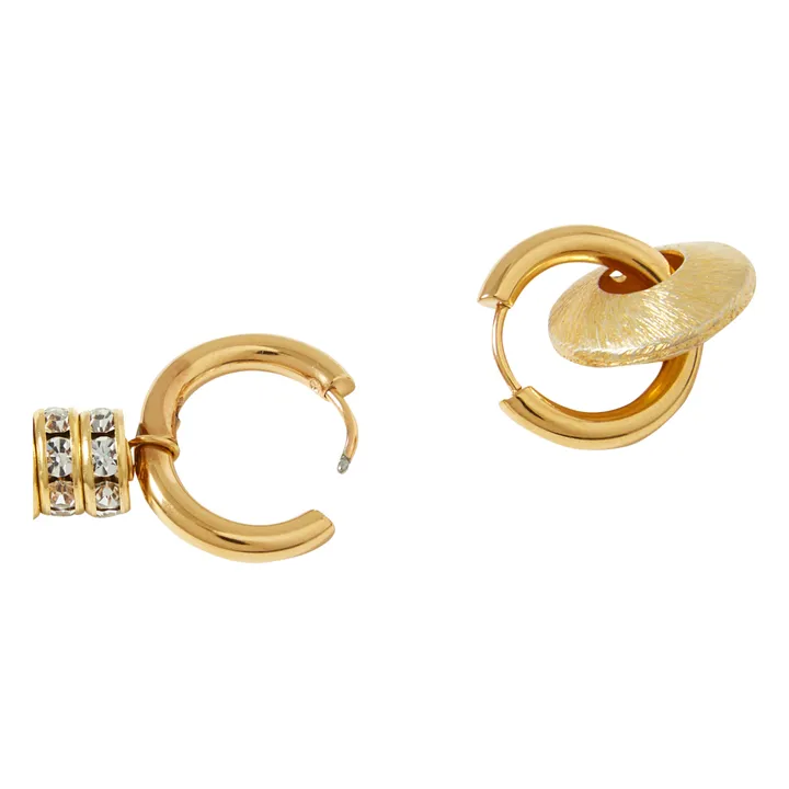 Donut and Diamanté Earrings | Gold- Product image n°4