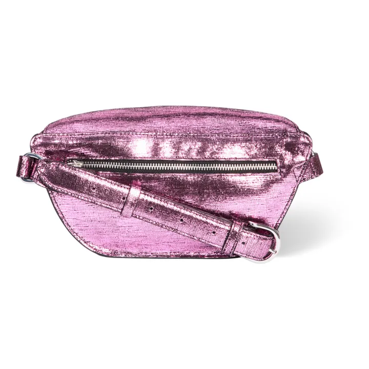 Lino Goatskin Lamé Leather Belt Bag | Pink- Product image n°4