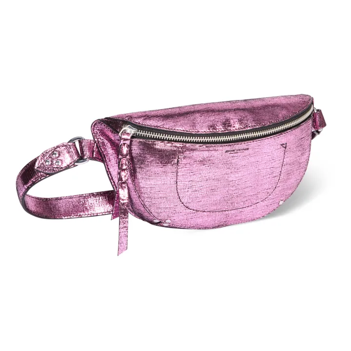 Lino Goatskin Lamé Leather Belt Bag | Pink- Product image n°3