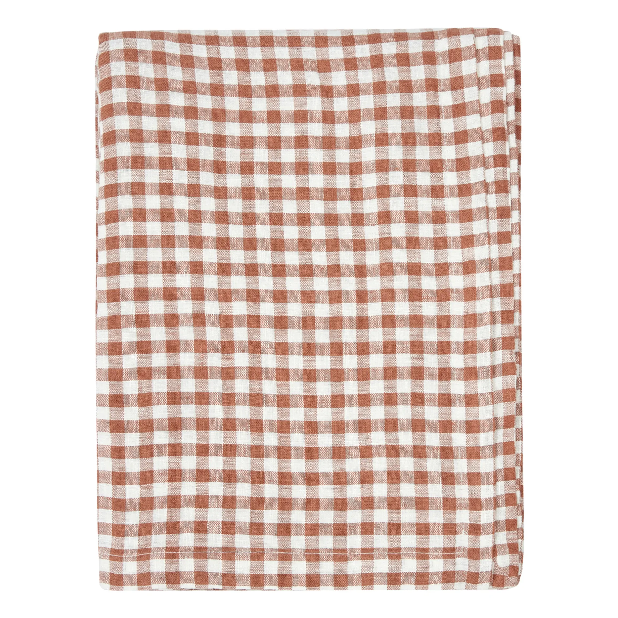 Gabrielle Paris Brick Red Gingham Washed Linen Tablecloth