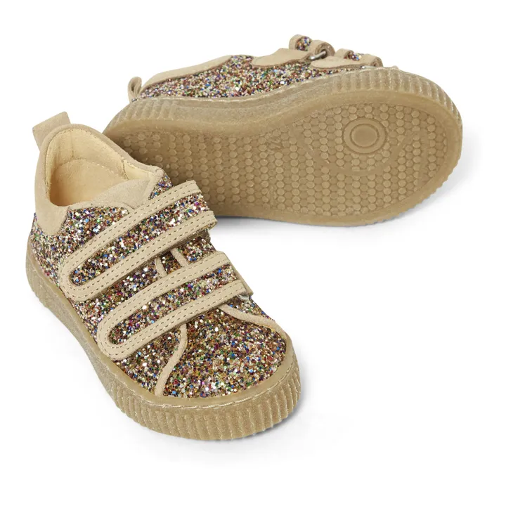 Sparkly Velcro Sneakers | Beige- Product image n°1