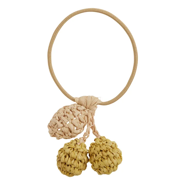 Amorita Crochet Raffia Cherry Hair Elastic | Yellow- Product image n°0