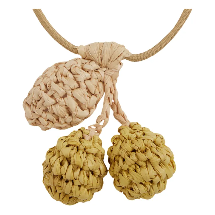 Amorita Crochet Raffia Cherry Hair Elastic | Yellow- Product image n°1
