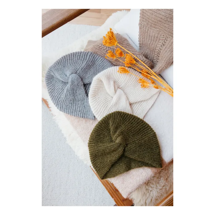 Abina Kid Mohair and Wool Beanie - Women’s Collection  | Khaki- Product image n°1