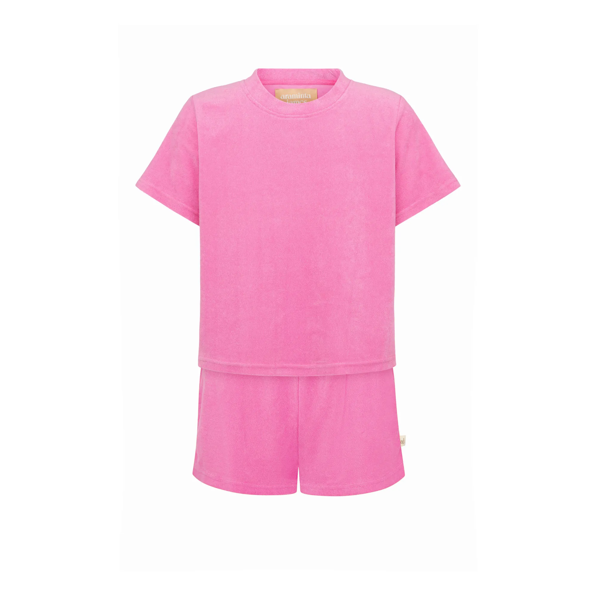 Araminta James Pink Terry Cloth Classic Top & Bottom Set