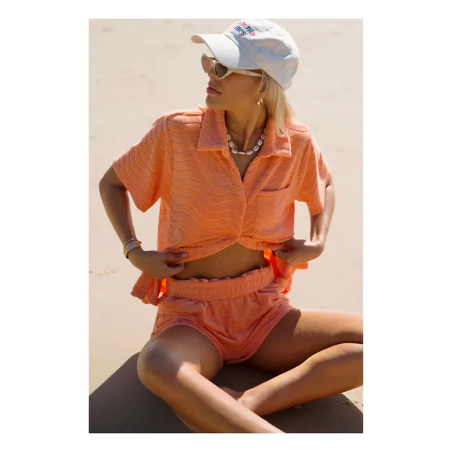 Terry Wave Shirt & Shorts Set | Orange