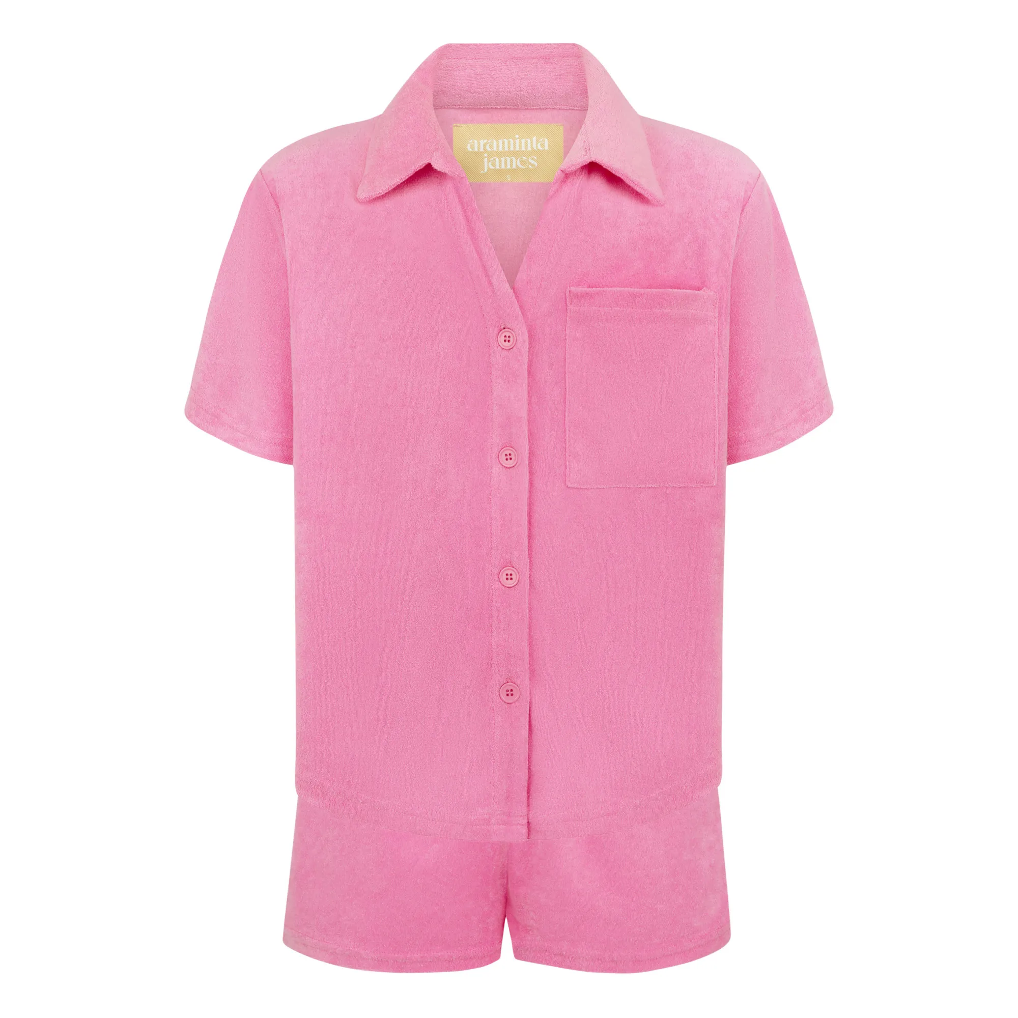 Araminta James Pink Terry Shirt & Shorts Set