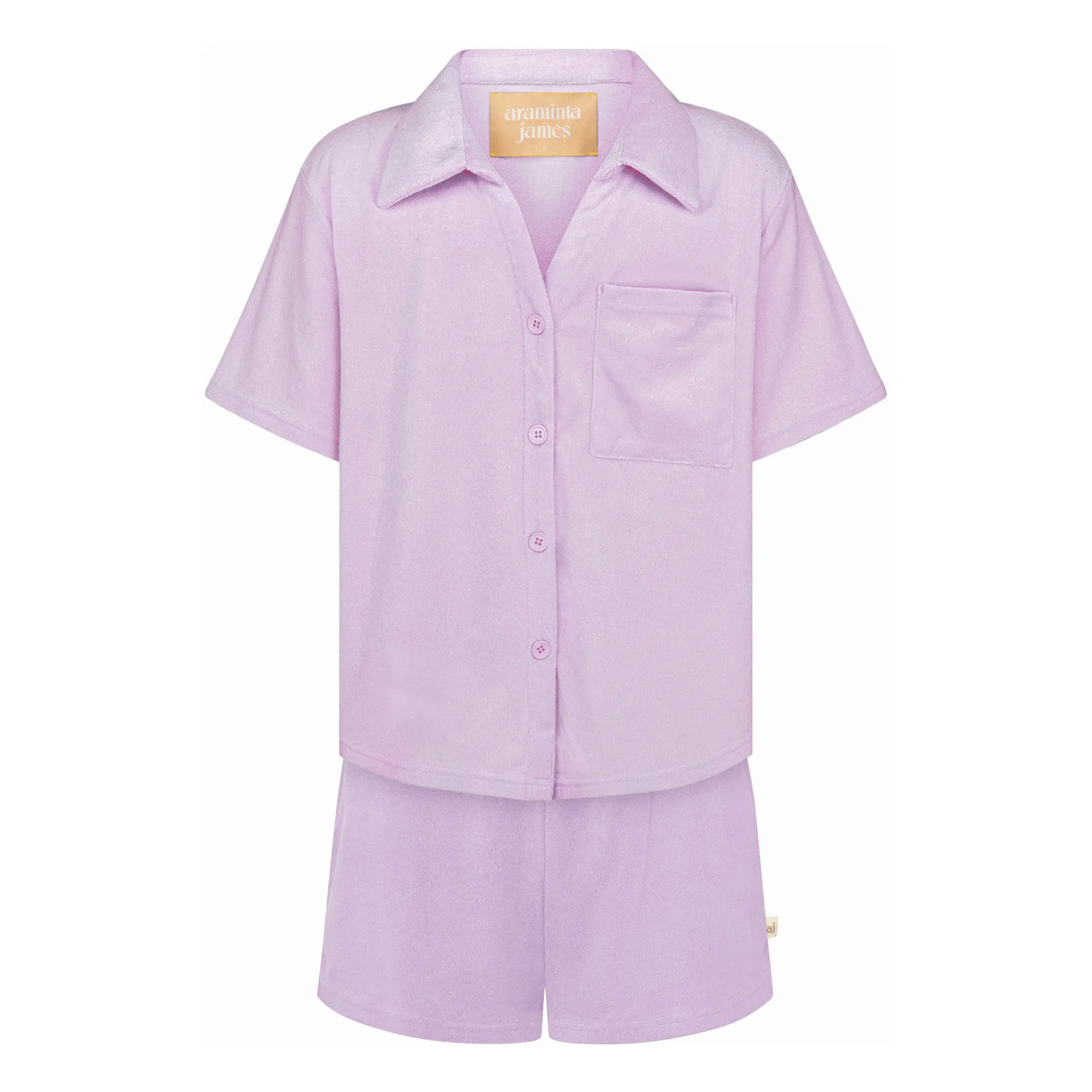 Araminta James Lilac Terry Shirt & Shorts Set