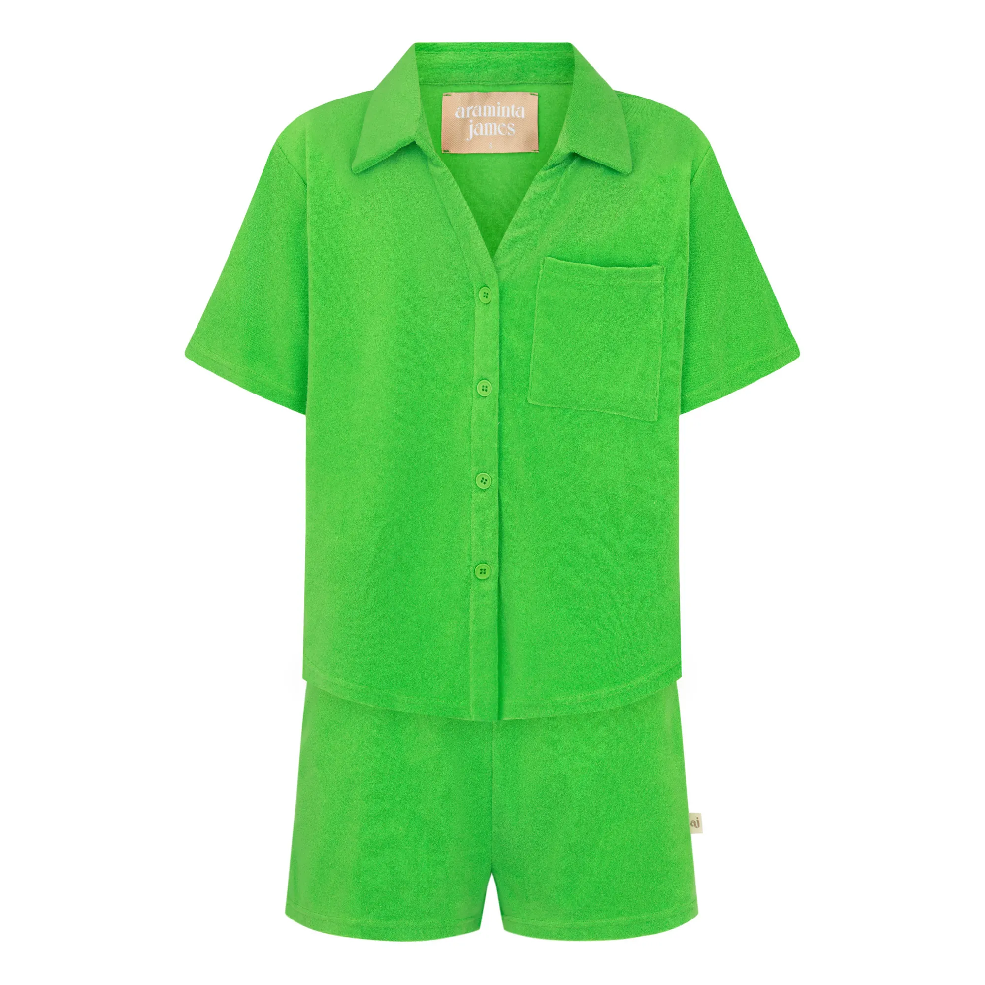Araminta James Pale Green Terry Shirt & Shorts Set