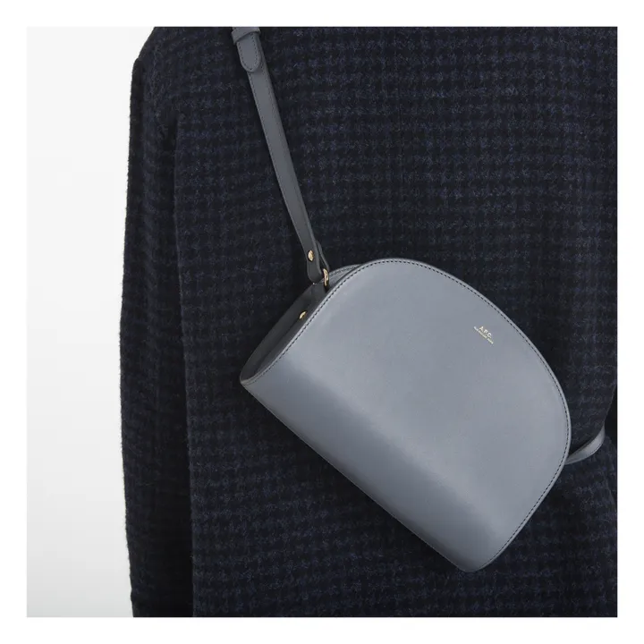 Half Moon Smooth Leather Bag | Grey- Product image n°2