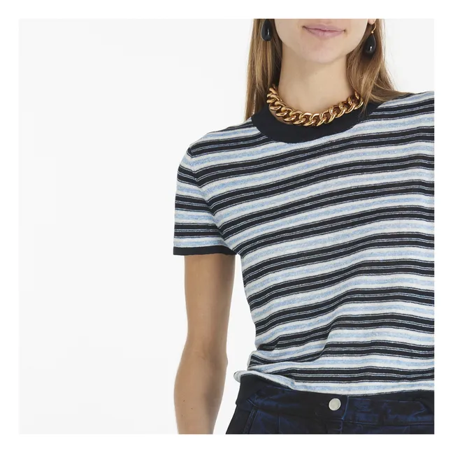 Camiseta de lino Nine Stripes | Negro