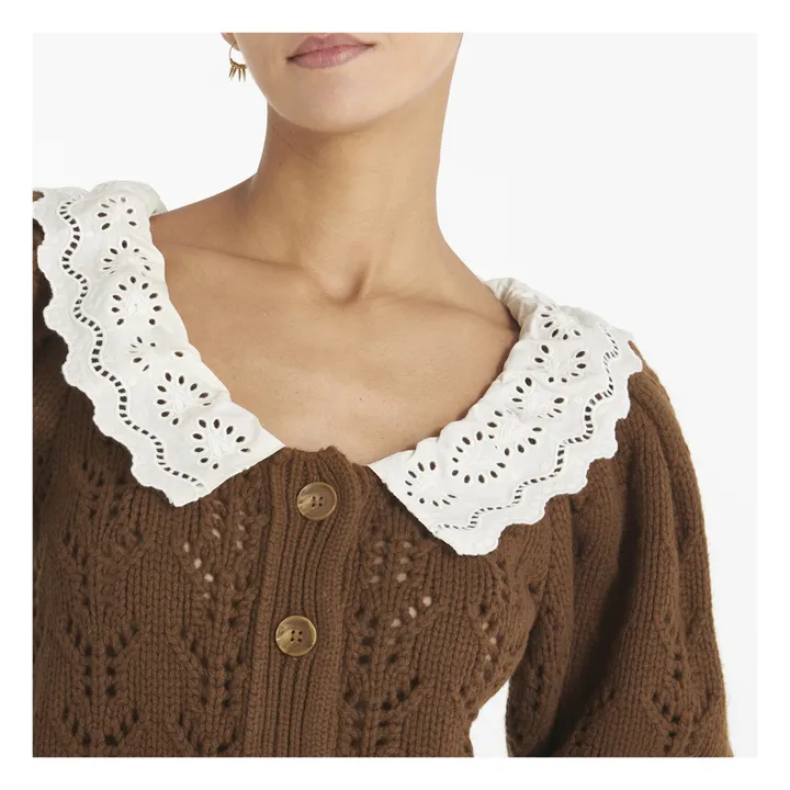 Cardigan Zia in maglia a punta | Marrone- Immagine del prodotto n°3