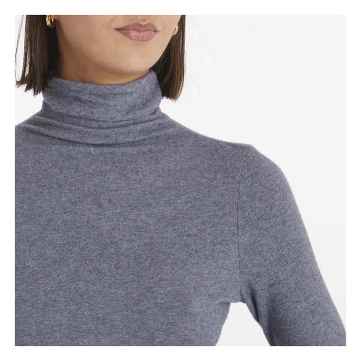 Ypawood Long Sleeve Roll Neck T-shirt | Marled charcoal grey- Product image n°3
