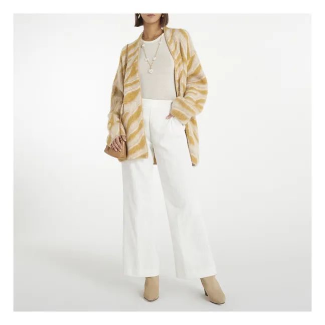 Pantalon Flare Velours Côtelé  | Blanc